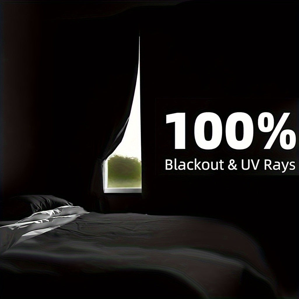 Portable Blackout Curtains 100% Blackout No Drill - Cuttable Magnetic Window Shades for Bedroom Nursery RV Media Room, UV Heat Blocking, 3 Sizes