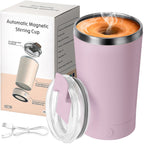 Self Stirring Mug 14oz Rechargeable – 316 Stainless Steel Automatic Magnetic Stirring Coffee Cup with Lid for Coffee, Tea & Hot Chocolate