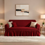 Sofa Slipcover Set 3 Piece Stretch Elastic Couch Cover with Skirt Washable Furniture Protector for Sofa Loveseat Armchair 3 Colors
