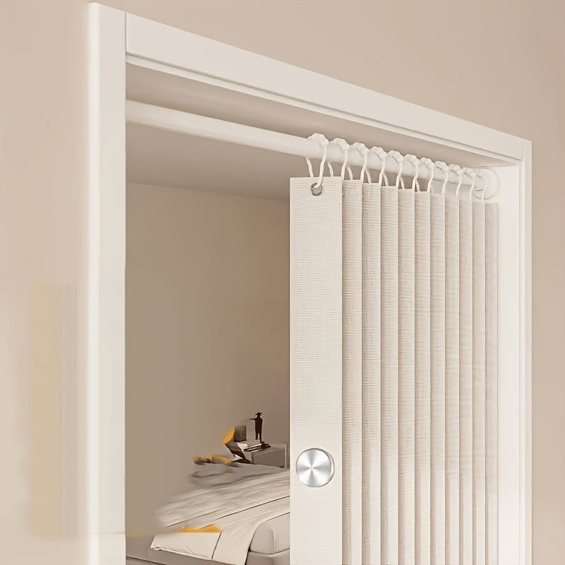 Heavyweight Polyester Door Curtain Panel – No-Drill Sliding Room Divider Screen with Folding Track for Living Room, Bedroom & Doorway, Machine Washable