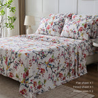 Floral Sheet Set – 4-Piece Soft Fitted & Flat Sheets with Pillowcases, Wrinkle-Resistant Bedding