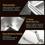 Stainless Steel Baking Tray Set of 4 – 2 Deep Trays & 2 Lids with Handles, 16.1 Inch Non-Stick Roasting Pan, Oven & BBQ Safe, Easy Clean, Multi-Purpose