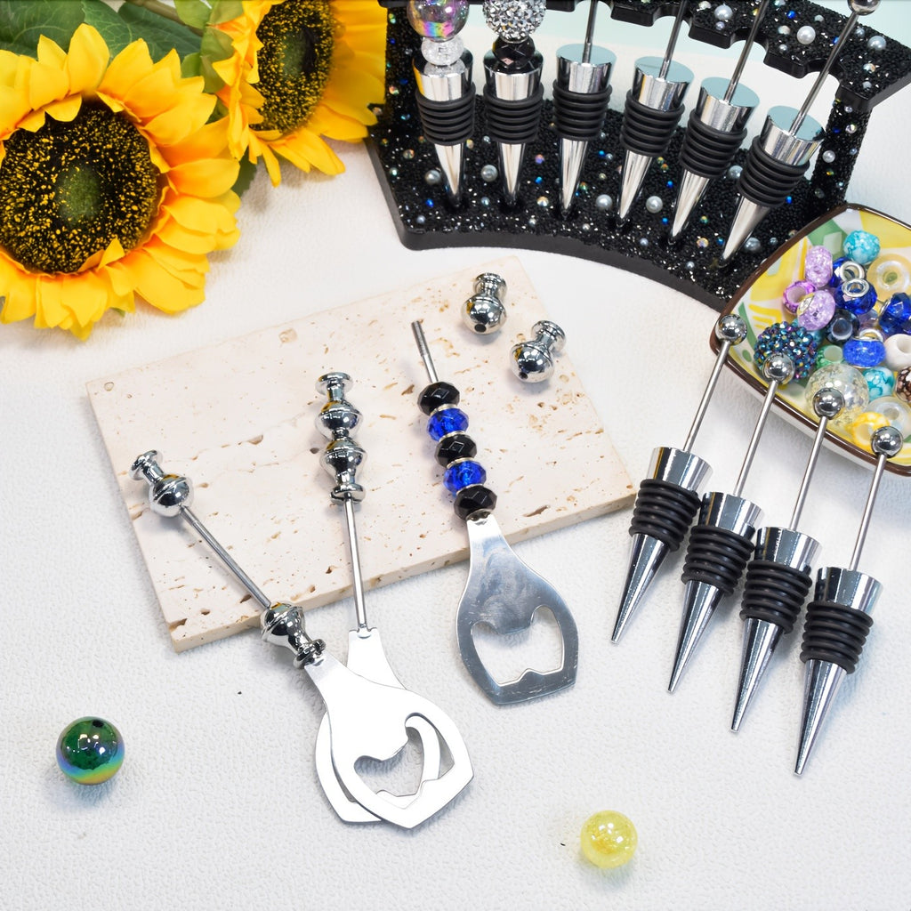 Beadable DIY Bottle Opener Beaded Wine Stopper Bulk Set 10pc 20pc Party Favors Wedding Bar Gifts Christmas Halloween Thanksgiving Teacher Gift