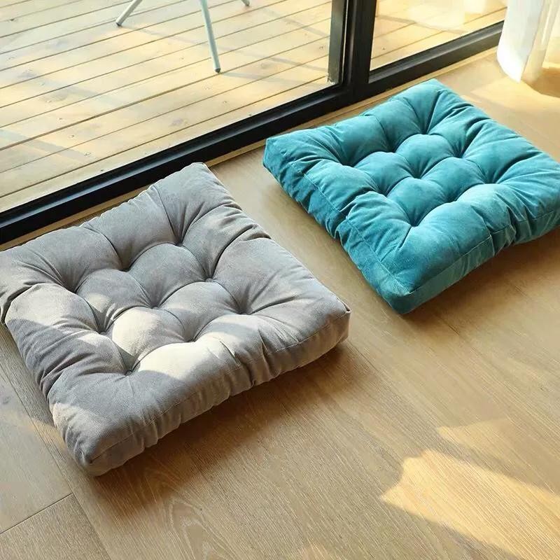 Plush Square Seat Cushion 21.6x21.6 In – Soft Floor Cushion for Dining Chair Tatami Futon Office Computer Chair, 2 Colors