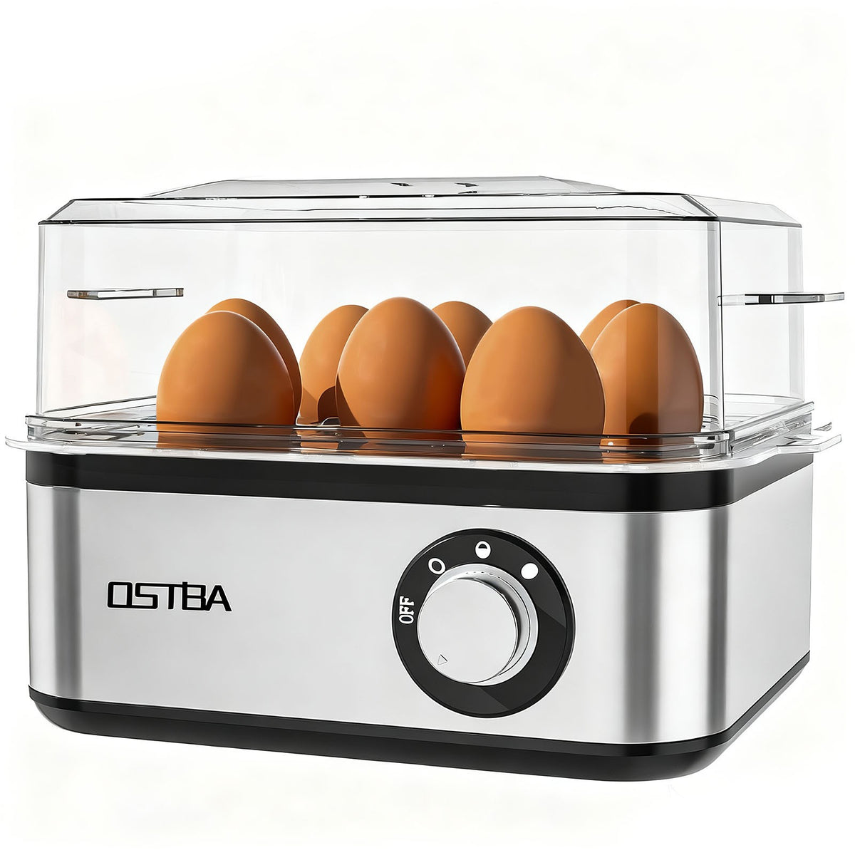 Electric Egg Cooker 7-Egg Capacity Rapid Egg Boiler with Musical Buzzer & Overheat Protection - Hard Soft Medium Boiled Eggs, Egg Poacher & Mini Food Steamer - Easy Clean, Black