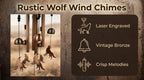 Wolf Wind Chimes Outdoor Metal – Unique Wolf Gift for Women & Men, Memorial Sympathy Birthday Gift, Patio Garden Porch & Yard Decor