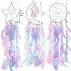 Dream Catcher Wall Decor Set of 3 – Star Moon Sun Boho Room Decor for Teen Girls & Kids Bedroom