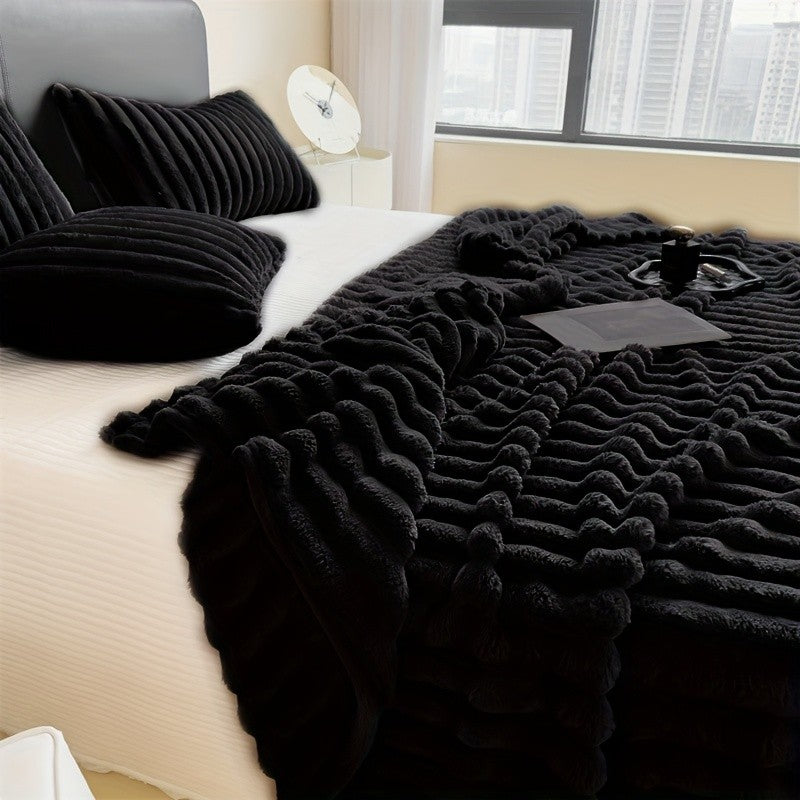 Soft Plush Throw Blanket – Thick Warm Fuzzy Cozy Blanket for Couch, Bed, Office & Travel | 4 Sizes, 4 Colors | Great for Gifts & Room Decor