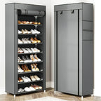 Shoe Organizer Cabinet with Cover – 6/8/10 Tier Nonwoven Fabric Shoe Storage Shelf for 27-35 Pairs, Portable Shoe Rack for Entryway, Closet, Bedroom (Dark Gray)