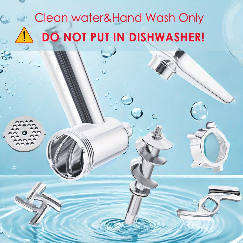 Meat Grinder Attachment for KitchenAid Stand Mixers, Metal Food Grinder with 4 Grinding Plates, 4 Blades, 2 Sausage Stuffer Tubes & Cleaning Brush — Fits All KitchenAid Models, Perfect Kitchen Gift