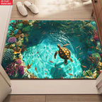 Sea Turtle Illusion Doormat 700GSM, Non-Slip Microfiber Absorbent Rug, Machine Washable Mat for Bathroom Bedroom Living Room Entrance Outdoor Camping