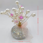 Crystal Simulation Flower Decoration Set of 2 - Handmade Faux Crystal Flowers for Car Center Console Home Decor and Desk - Elegant Gift for Mothers Day Birthday and Valentines Day Holiday Parties