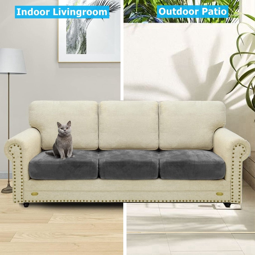 Velvet Stretch Cushion Cover Slipcover for Sofa Armchair Living Room Seat Cushion Protector Plush Couch Cover 1 2 3 Seater