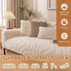 Velvet Sofa Cover Non-Slip Washable Plush Couch Slipcover Pet Friendly Thick Padded Furniture Protector 1 2 3 4 5 Seat Living Room Bedroom