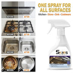 Heavy-Duty Stove & Gas Grill Degreaser Spray – Calcium Carbonate & Surfactant Formula Cuts Through Baked-On Grease & Oil on Metal Surfaces, Kitchen Cleaning Essentials