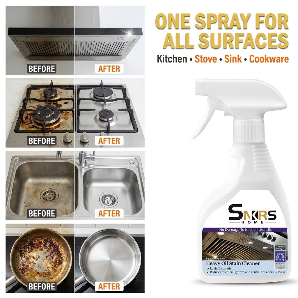 Heavy-Duty Stove & Gas Grill Degreaser Spray – Calcium Carbonate & Surfactant Formula Cuts Through Baked-On Grease & Oil on Metal Surfaces, Kitchen Cleaning Essentials