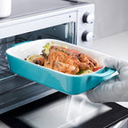 Porcelain Rectangular Baking Dish 12.8 x 8.9 Inch Ceramic Bakeware for Cakes Dinners Casseroles & Banquets - Oven Safe Roasting Pan