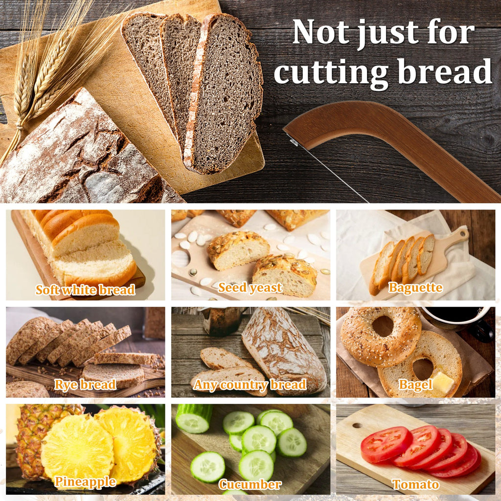 Serrated Bread Knife with Bamboo Handle - 15.7 Inch Stainless Steel Bagel Slicer for Sourdough, Baguettes and Homemade Loaves - Sharp Bread Cutter for Bakers and Home Kitchens
