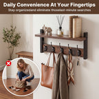 Wall Mounted Coat Rack with Shelf & Hooks – Heavy Duty Industrial Metal Entryway Organizer, Rustproof Multi-Hook Storage for Hallway Mudroom Porch, No Assembly