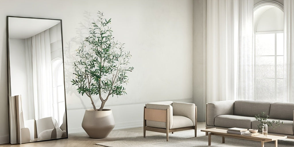 Artificial Olive Tree 5/6/7FT Multi-Trunk Pre-Potted – Lifelike Faux Indoor Tree with 706-1296 Leaves & Realistic Olives – Mediterranean Farmhouse Decor for Home, Office & Porch