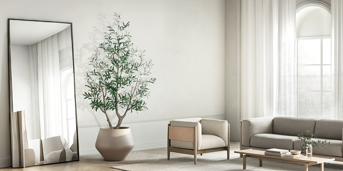 Artificial Olive Tree 5/6/7FT Multi-Trunk Pre-Potted – Lifelike Faux Indoor Tree with 706-1296 Leaves & Realistic Olives – Mediterranean Farmhouse Decor for Home, Office & Porch