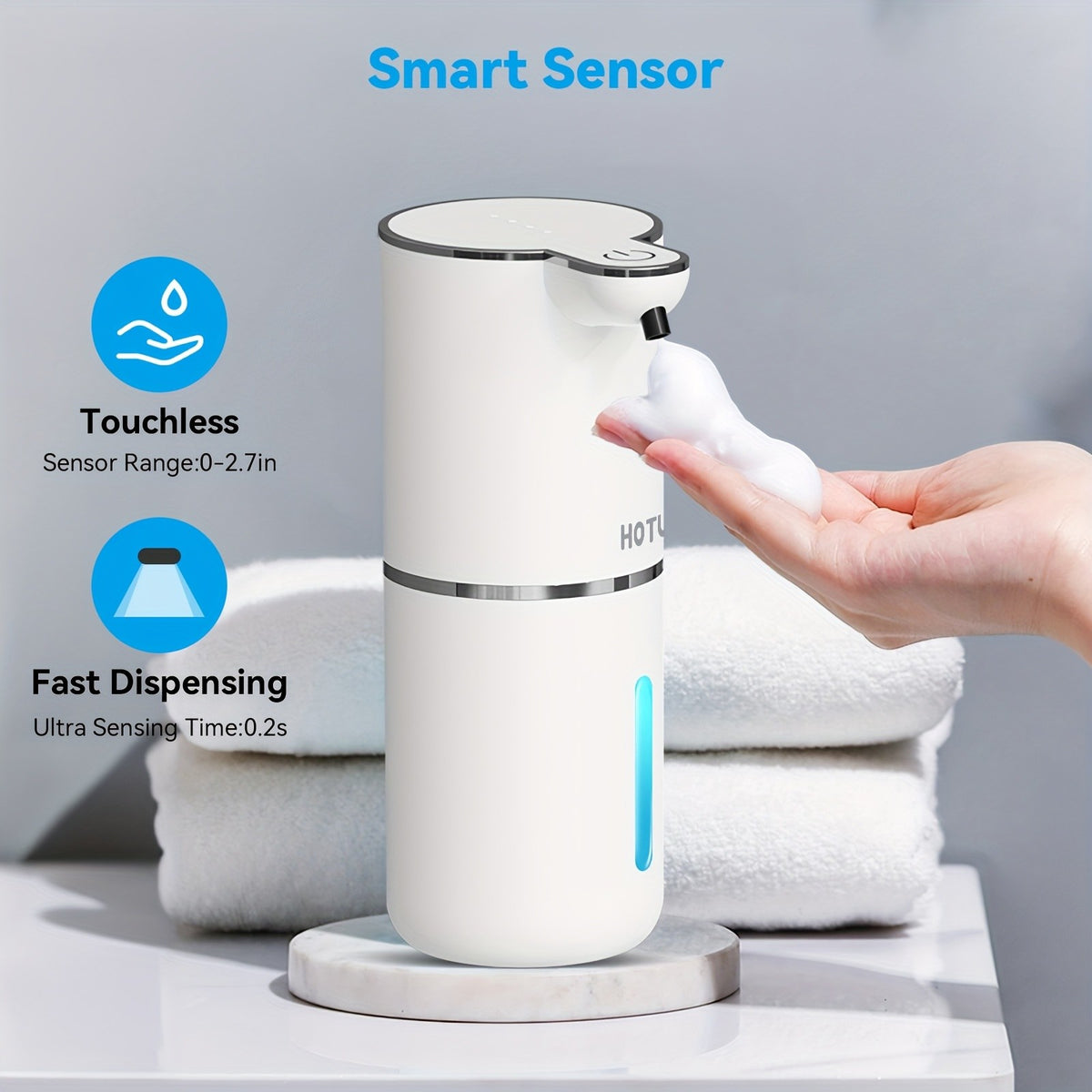 Automatic Soap Dispenser, USB Rechargeable Touchless Electric Soap Dispenser – Wall Mount or Desktop, Bathroom & Kitchen, Black or White