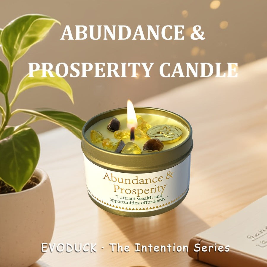Manifestation Candle – Scented Soy Wax Candle with Golden Crystal & Guidance Card, 3oz, 12+ Hr Burn, for Focus, Meditation & Yoga | Abundance & Law of Attraction Gift for Women (1 or 2 Pack)