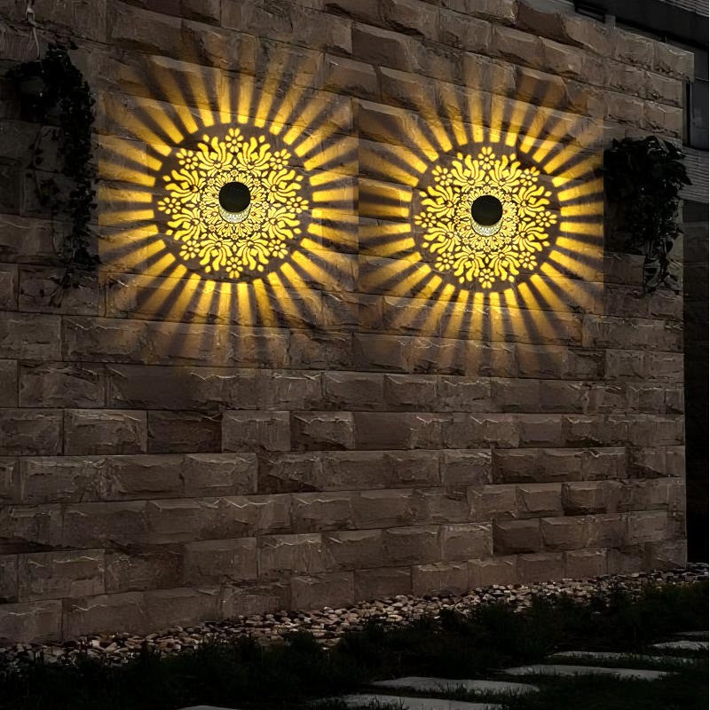Solar Peony Deck Lights Set of 4 – Vintage Metal Warm Glow Solar Pathway Lamps for Courtyard, Garden, Patio, Fence, Wall & Steps, Mother’s Day & Valentine’s Day Decorative Outdoor Lighting