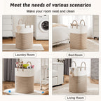 Woven Cotton Rope Laundry Basket Jumbo Size 10.57–26.42 Gal, Multifunctional Storage Bin for Dirty Clothes Blankets Toys – Bathroom Living Room Bedroom Hamper, Bohemian Home Decor Laundry Organizer