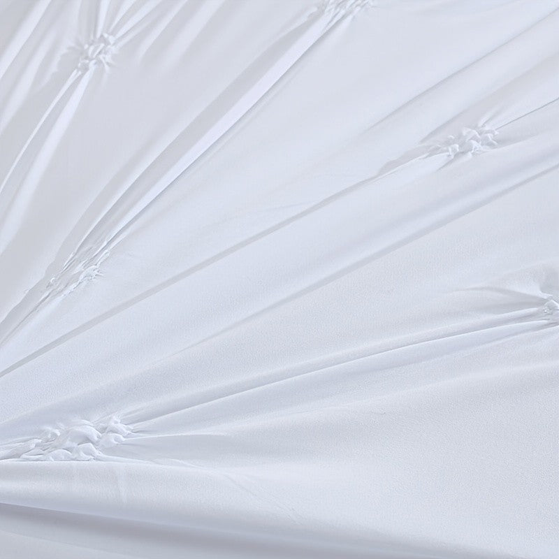 Wedding Duvet Cover Set with Embroidery Pleated Detail – 2 & 3 Piece White Luxury Bedding Set, Twin Full Queen King Sizes, Elegant Bridal Bedroom Décor, No Comforter No Pillow Cores Included