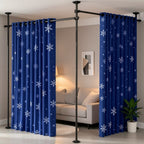 Adjustable Room Divider Curtain Rod | No-Drill Floor-to-Ceiling Tension Pole, 28–171" W × 48–120" H, Heavy Duty – Black & White