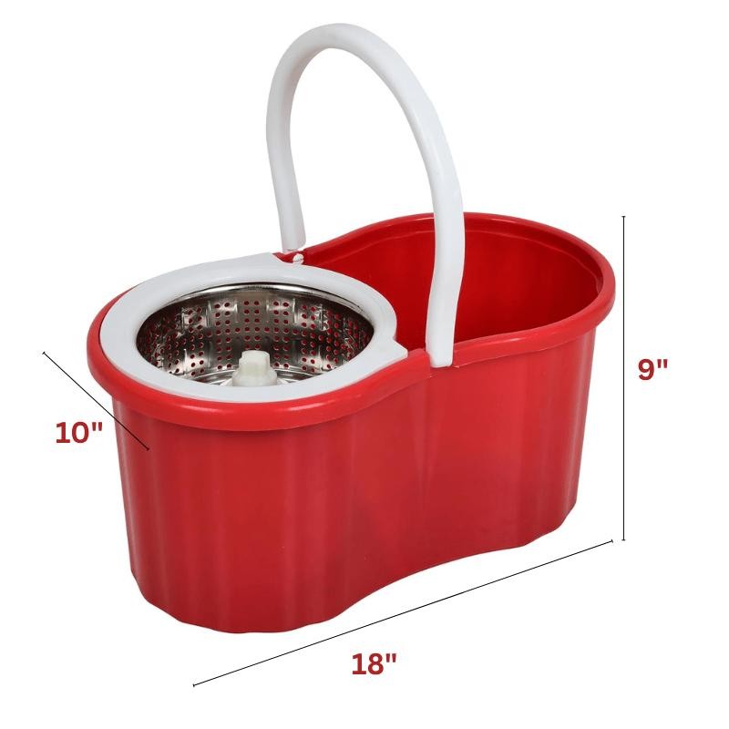 360° Spin Mop and Bucket Set with Wringer – Stainless Steel Extended Handle Spinning Mop Bucket System with 4 Microfiber Mop Refills for Hardwood Tile & Laminate Floor Cleaning