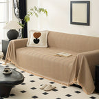 Herringbone Sofa Cover with Tassels – Washable Polyester Throw for 3-Seater, 4-Seater & Large Sofas | Grey, Coffee, Green