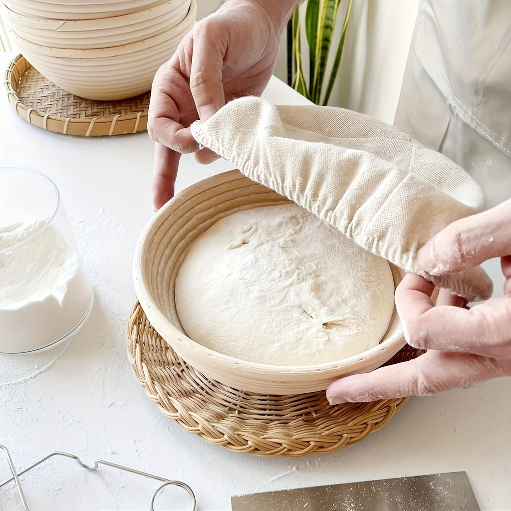 Sourdough Proofing Basket Set of 2 Round 9-Inch Rattan Banneton with Liners – Bread Proofing Bowls for Artisan Sourdough & Homemade Bread Baking