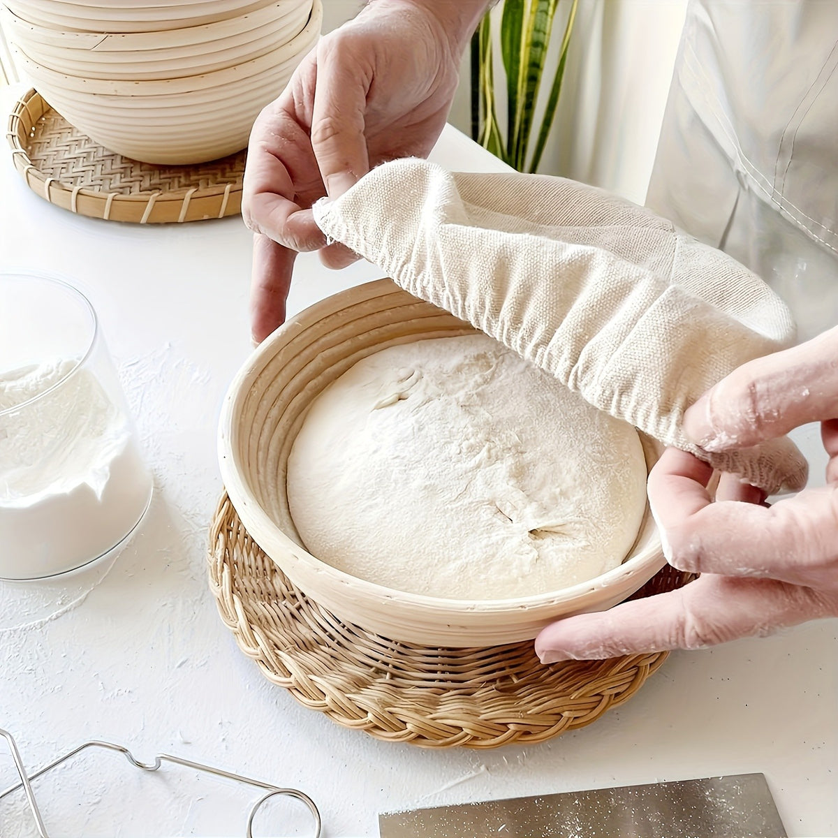 Sourdough Proofing Basket Set of 2 Round 9-Inch Rattan Banneton with Liners – Bread Proofing Bowls for Artisan Sourdough & Homemade Bread Baking