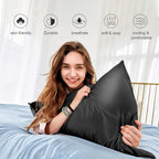 Mulberry Silk Pillowcases 2pcs - 600 Thread Count Solid Color Cooling Pillow Covers with Hidden Zipper for Hair and Skin Care Bedroom Sofa Machine Washable
