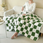Checkerboard Flannel Throw Blanket 3D Embossed Super Soft Plush Fleece Aesthetic Checkered Blanket for Sofa Bed OEKO-TEX Machine Washable 5 Colors