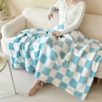 Checkerboard Flannel Throw Blanket 3D Embossed Super Soft Plush Fleece Aesthetic Checkered Blanket for Sofa Bed OEKO-TEX Machine Washable 5 Colors