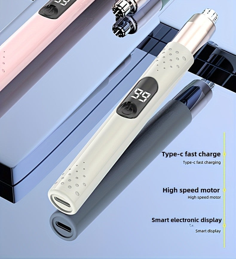 Electric Nose Hair Trimmer USB Rechargeable Unisex - Stainless Steel Painless Trimmer for Nose Ear Eyebrow Hair, Portable Grooming Tool Men Women, Green