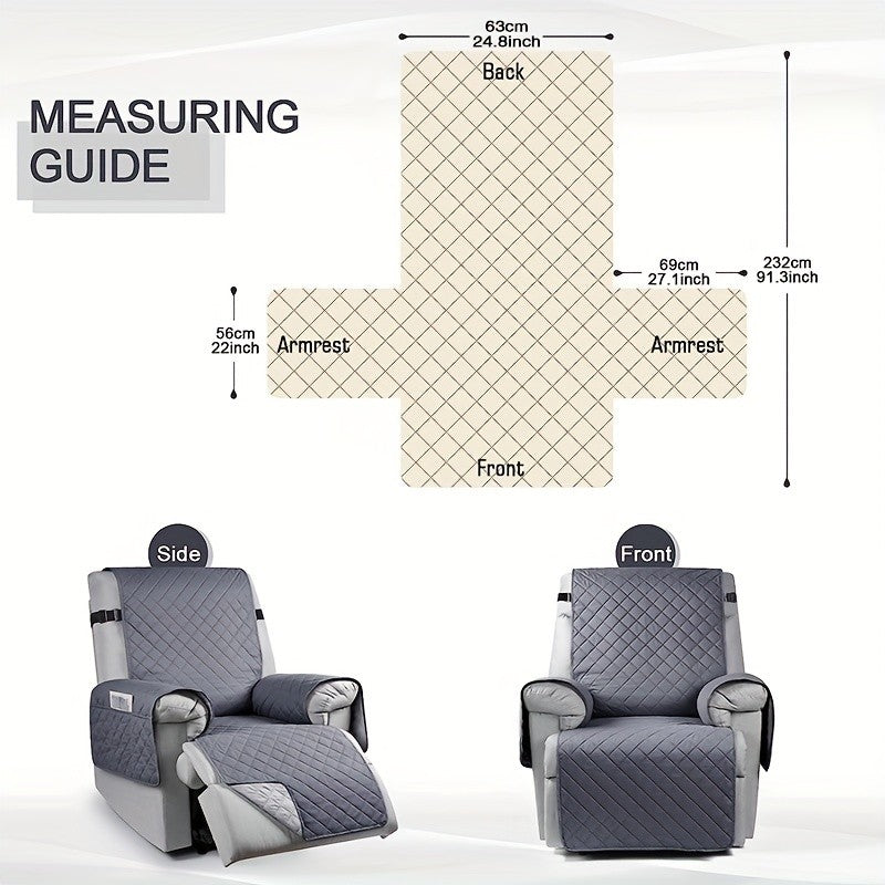Recliner Sofa Cover Non-Slip Quilted Armchair Slipcover 100% Polyester Machine Washable Single-Seat Sofa Protector for Bedroom Office Living Room – Modern Mixed Color Furniture Protection Cover