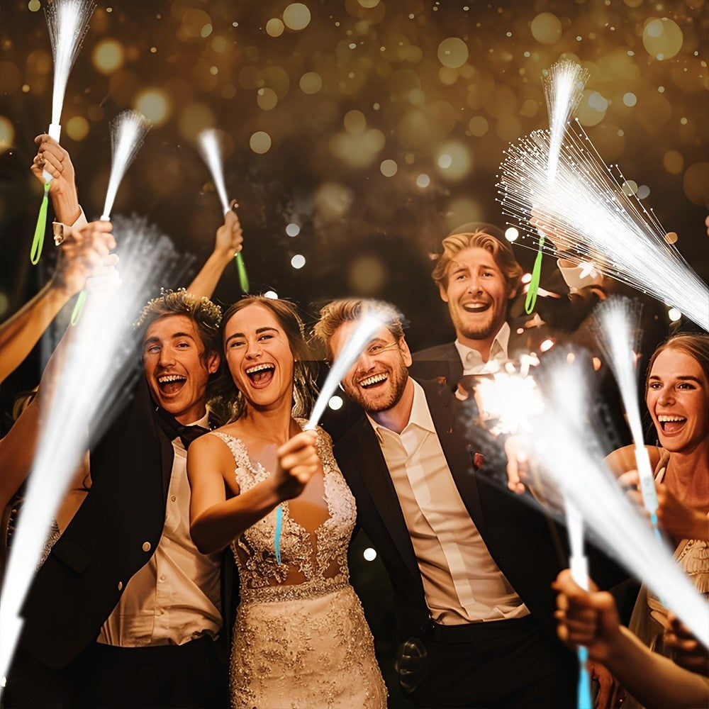 Fiber Optic Wand LED Glow Sticks 48-Pack White Light-Up Magic Wands – Glow in the Dark Party Supplies for Wedding Sparklers, Rave Concert Halloween Birthday Carnival Christmas Decoration