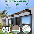 Polycarbonate Door Window Awning Canopy UPF50+ UV Rain Snow Protection Outdoor Entry Overhang 80x40 120x40 Hollow Sheet Clear Brown