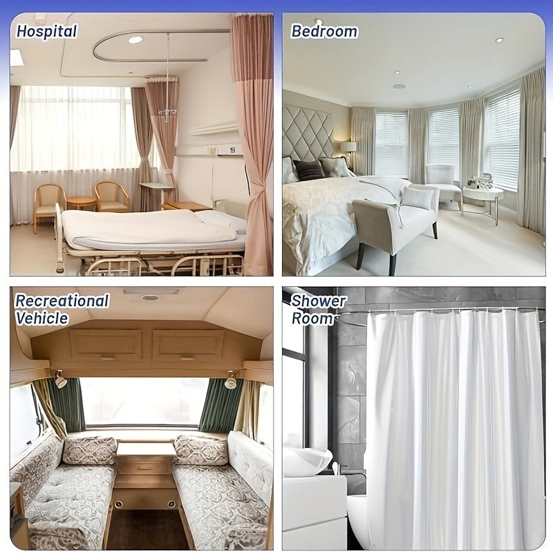 Flexible Ceiling Curtain Track 78 Inch Bendable - Curved Curtain Rail with Hooks & Brackets for Bedroom Bathroom Bay Window RV Room Divider, Navy Floral
