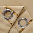 Blackout Curtains Glam Style 2 Panels - Grommet Top Room Darkening Drapes with Gold Foil Wave Pattern, Thickened Polyester Heat Insulation for Living Room & Bedroom
