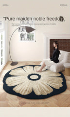 Round Area Rug Cream Irregular Shape Premium Thick Pile – Soft Accent Rug for Living Room, Bedroom, Bedside, Sofa & Coffee Table | Multiple Sizes
