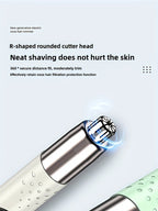 Electric Nose Hair Trimmer USB Rechargeable Unisex - Stainless Steel Painless Trimmer for Nose Ear Eyebrow Hair, Portable Grooming Tool Men Women, Green