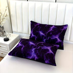 3-Piece Purple Lightning Line Duvet Cover Set HD Print 1 Duvet Cover + 2 Pillowcases No Insert Polychrome Aesthetic Bedroom Twin Full Queen King Bedding