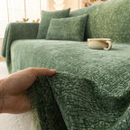 Soft Chenille Sofa Throw Cover with Fringes Durable Pet-Friendly Solid Couch Protector Slipcover for Living Room Sectional Armchair Home Decoration