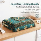 Bird Floral Cotton Throw Blanket Twin Queen King – 100% Cotton Ultra Soft Rustic Quilt, Boho Farmhouse Bed Blanket for Sofa Couch Chair, All Season