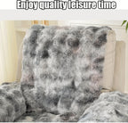 Plush Faux Rabbit Sofa Cover Set 4 Piece Thick Warm Non-Slip Machine Washable – Modern Pet-Friendly Couch Protector for Autumn & Winter – Gradient Colors